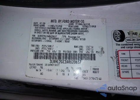 2010 Lincoln Mkz from USA, damaged, VIN 3LNHL2GC2AR620657